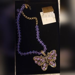 Heidi Daus Mosaic Monarch Necklace in Purple